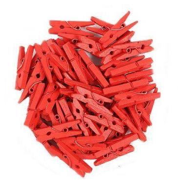 Imagem de Mini Prendedor de Madeira Vermelho 3,5cm - 50 Unidades - Artlille