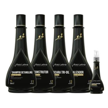 Imagem de Kit Escova Acetinada  Raiz Latina tratamento cabelos danificados lavat