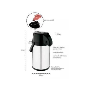 Imagem de Garrafa Térmica Soprano Exclusiva 1.0L Inox Preto, 1L, Inox