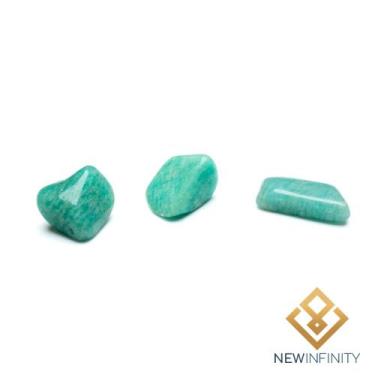 Imagem de 3 pedras Roladas de Amazonita Pedra Natural 2cm Boa sorte e Sucesso - 