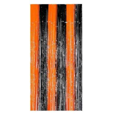 Imagem de Cortina Metalizada Preto E Laranja 100 X 200 Cm Un - Silverfestas - SI