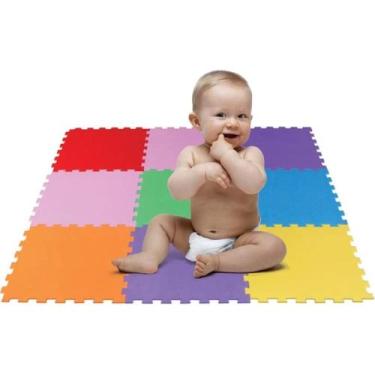 Imagem de Tapete tatame eva colorido para bebe 9 pç 28x28cm 8mm - EVAMAX