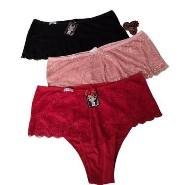 Imagem de Calcinha Plus size pala alta Amanda,microfibra e renda - MDJ, 52