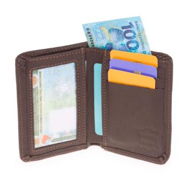 Imagem de Carteira Prática Porta Cartão Dinheiro Documentos em Couro Modelo Pequ