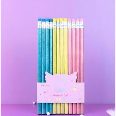 Imagem de Kit Lápis Escrever HB 12 Unidades Glitter Little Tree 111229-E - DAFU