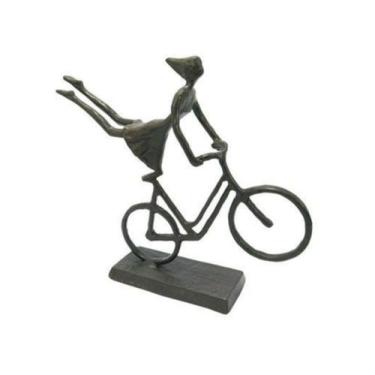 Imagem de Escultura Enfeite Mulher Brincando Bicicleta luxo - LUXdécor