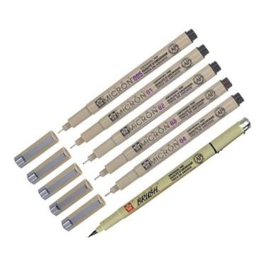 Imagem de Kit 6x Caneta Pigma Micron Xsdk Preta  Sakura