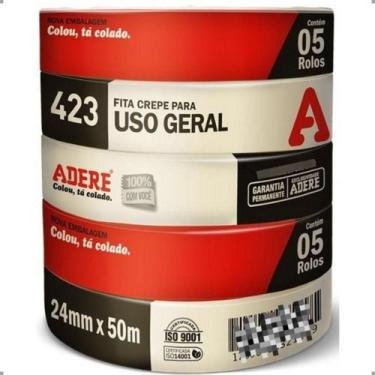 Imagem de Kit 5 Fitas Crepe Uso Geral 423 - 24mmx50m Adere