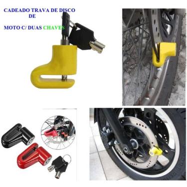 Imagem de Cadeado Trava Para Disco Freio Moto Antifurto Universal C/ Chave Reser