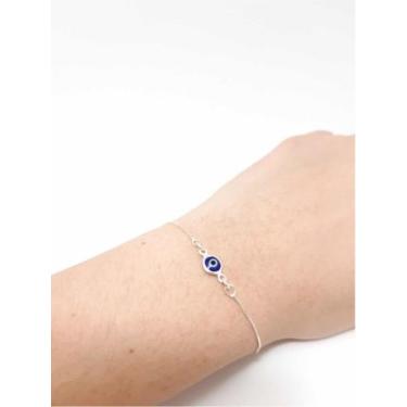 Imagem de Pulseira Veneziana Olho Grego Azul Escuro Prata Legitima 925 - Lojas L