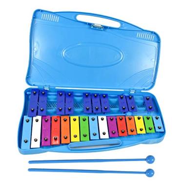 Imagem de ENNBOM 25 notas Vibrafone Xilofone Glockenspiel Instrumento de Percussão Azul Preto com Estojo (Azul - Azul)