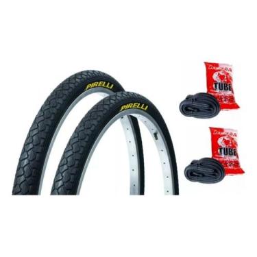 Imagem de Par Pneu Bike Pirelli Bravo Super 26x1.1/2x2 + Câmara De Ar Cor Preto