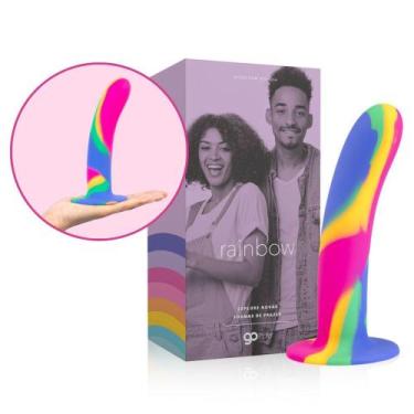 Imagem de Dildo com Ventosa Go Play Rainbow 17,4cm x 3,5cm A Sós Silicone Multic