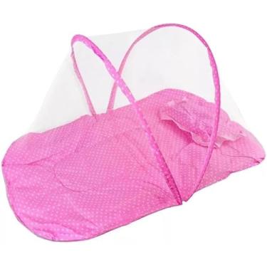 Imagem de Mini Berço De Bebe Portátil Com Mosquiteiro Ninho Acolchoado - Rosa (Rosa)