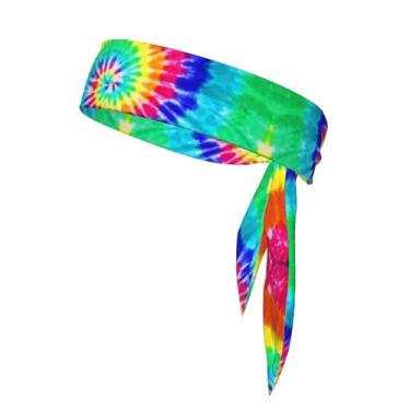 Imagem de YZDPLO Faixa de cabelo esportiva colorida tie dye tie dye faixa de transpiração masculina feminina bandana elástica ajustável antiderrapante absorção de umidade para corrida, futebol, ioga, treino,
