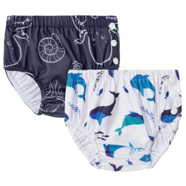 Imagem de Durio 2 fraldas de natação reutilizáveis para bebês recém-nascidos, laváveis, fraldas aquáticas para nadar, 01 Vida marinha, 6-12 Month