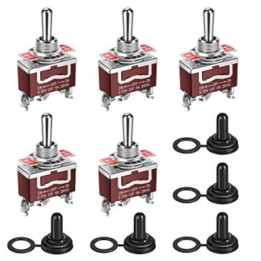 Imagem de cnaodun Interruptor Momentâneo À Prova D'Água(Ligado)-Desligado-(Ligado) 30A 12Vdc/15A 250Vac Dc Interruptor Marinho Spdt de 3 Vias com Tampa de Inicialização À Prova de Intempéries para Barco Automot