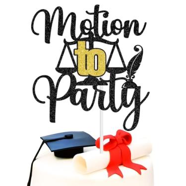 Imagem de Motion to Party Cake Topper, Congrats Lawyer, Born to Argue, Passed the Bar, Law Grad Graduation Party Decorations Supplies, Black and Gold Glitter