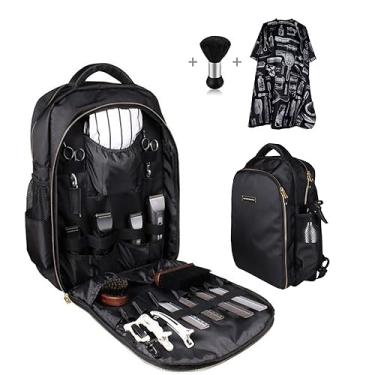 Imagem de Mochila Barber Supplies Barber Clippers para barbeiro, com 1 peça de capa de barbeiro e escova de barbeiro, grande capacidade, zíper de cobre puro, à prova d'água, acessórios de barbeiro de