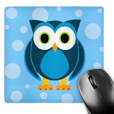 Imagem de 3dRose LLC Mouse pad 20,3 x 20,3 x 0,63 cm, coruja fofa em fundo azul claro (mp_6312_1)