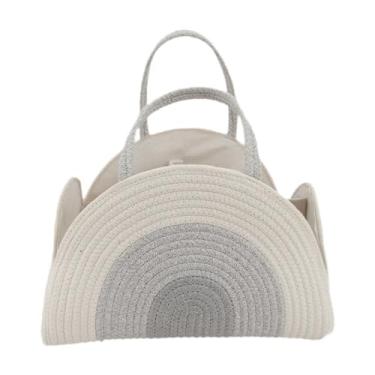 Imagem de Almencla Organizador de fraldas para bebês, caixa de brinquedos para arrotar panos, babadores, mesa de troca, Branco Cinza