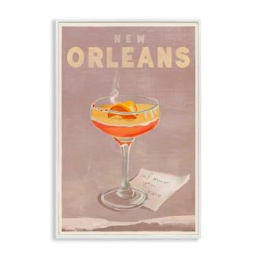 Imagem de Stupell Industries New Orleans Cocktail Framed Giclee Wall Art Design por The Whiskey Ginger, moldura branca, 12 x 18