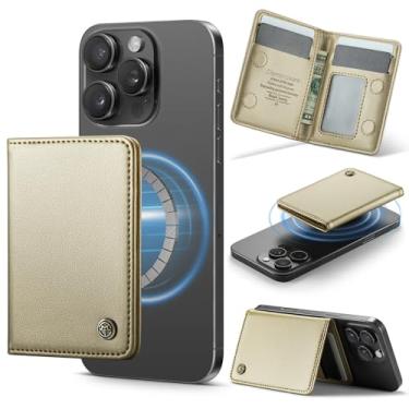 Imagem de Defencase Carteira Magsafe com suporte magnético para cartão com bloqueio RFID, carteira minimalista de couro sintético para telefones e capas MagSafe para iPhone 17/16/15/14/13/12/Pro/Max/Plus/Air