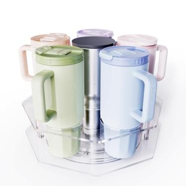 Imagem de Bakzon Organizador de garrafa de água para Stanley 20/30/1,134 g, suporte organizador de copos Stanley giratório, organizador de garrafas para Stanley Simple Modern Owala Yeti, Tumbler Lazy Susan,