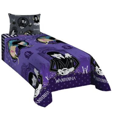 Imagem de Jogo de Cama Infantil Lepper Wandinha Solteiro 2 Peças Microfibra Roxo