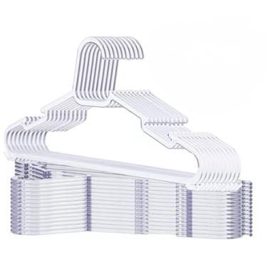 Imagem de Kit 100 Cabide acrílico TRANSPARENTE Cabide Reforçado para roupas adulto (50)