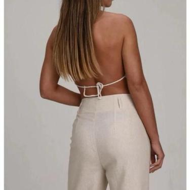 Imagem de Cropped Top Crochê Feminino Verão Top Triangulo Amarracao - Modella, C