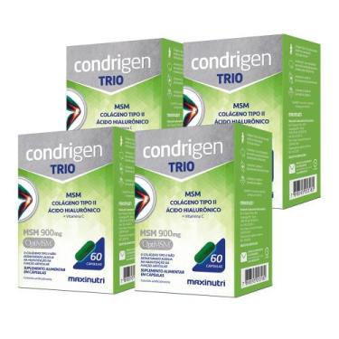 Imagem de Kit 4 Condrigen Trio MSM Colágeno Tipo 2 HA e Vit.C 60 Caps - Maxinutr