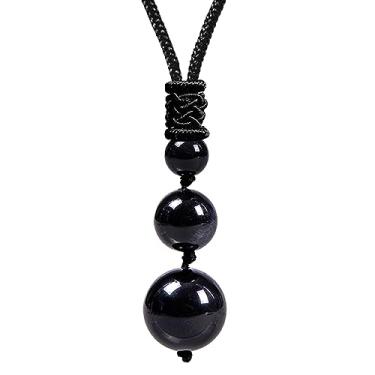 Imagem de Colares de cristal para mulheres e homens, olho de tigre, ametista obsidiana, colar redondo para proteção, cristais e pedras de cura, joias com pingente para espiritual, 26 In, Gema, Cristais