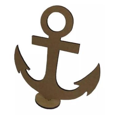 Imagem de Ancora Média Decoração 32cm Com Base - Atelier da Madeira