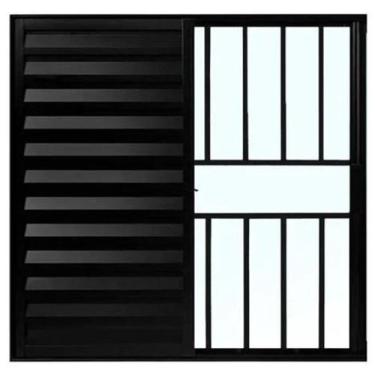 Imagem de Veneziana 3 folhas 1,00 x 1,50 c/grade alumínio preto - Alfa Esquadria