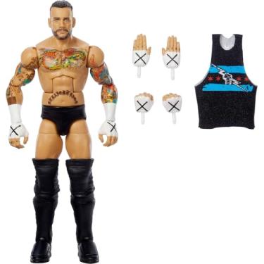 Imagem de Mattel WWE Top Picks Elite Action Figure & Accessories Set, CM Punk 6-inch Collectible with Swappable Hands, Ring Gear & 25 Articulation Points