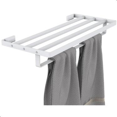 Imagem de Porta Toalhas de Banho Branco Duplo Toalheiro Hotel Empire - STEELDECO