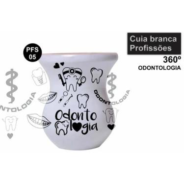 Imagem de Cuia de Madeira Branca Personalizada 360 Profissões - Odontologia - Mi