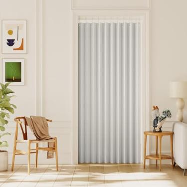 Imagem de H.VERSAILTEX Cortina de linho 100% blackout para porta sanfonada para privacidade de porta dobrável para armário cortina de porta divisória de quarto persiana de porta deslizante com ganchos, 1 painel