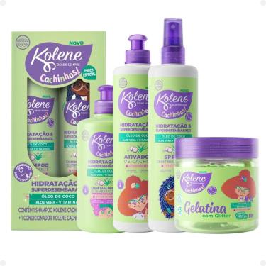Imagem de Kit Kolene Cachinhos: Shampoo 300ml, Condicionador 200ml, Creme para Pentear, Ativador de Cachos, Spray Desembaraçante e Gelatina