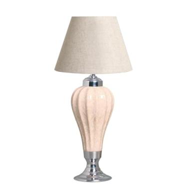 Imagem de Abajur Havana Cúpula De Tecido Decoração Cerâmica Bege Petra