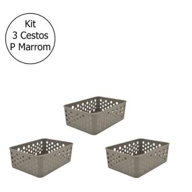 Imagem de Kit Com 3 Cestinhas Organizadoras Pequenas Multiuso - Usual Utilidades