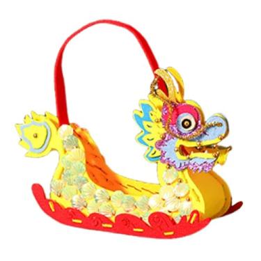 Imagem de oshhni Kits de artesanato de arte feita à mão artesanal criativa Diy Saco de costura Material Dragon Boat Festival Decoração para iniciantes adultos meninos, Amarelo