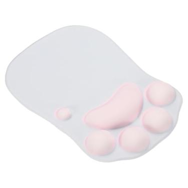 Imagem de PATIKIL Mouse pad de gel com descanso de pulso, mouse pad ergonômico pata de gato confortável espuma viscoelástica base antiderrapante macia para computador, laptop, escritório, cinza rosa