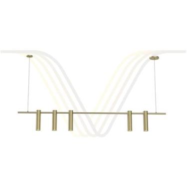 Imagem de Pendente Lustre Luminária Tubo Faki - Luzes do Vale, Dourado