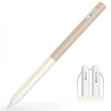 Imagem de AZF Capa de cor gradiente para Apple Pencil Pro e Apple Pencil 2ª geração, capa de silicone dividida conforto perfeito, carregamento magnético e toque duplo. (marrom)