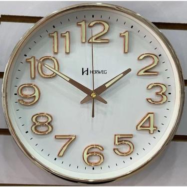 Imagem de Relógio Parede Herweg Silencioso Ponteiros Luminosos 4609 Branco - Branco