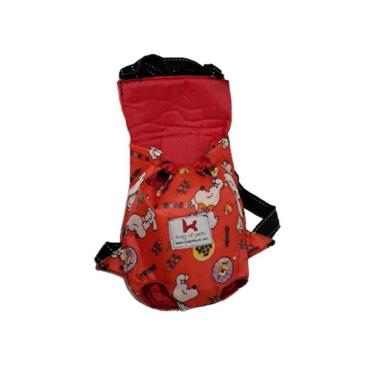 Imagem de Bolsa Mochila Canguru Transporte Para Pet - P - Vermelha