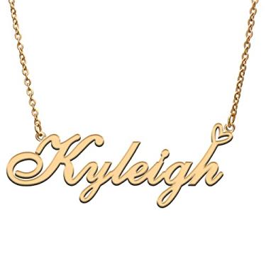 Imagem de RONKAH Colar de nome personalizado personalizado com coração colar de nome personalizado para mulheres colar de moda pessoal melhor presente para menina, mãe, filha, amizade, Natal, aniversário,