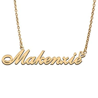 Imagem de RONKAH Colar de nome personalizado com coração banhado a ouro 18 K com nome personalizado para mulheres, colar de moda pessoal melhor presente para meninas, mãe, filha, amizade, Natal, aniversário Dourado